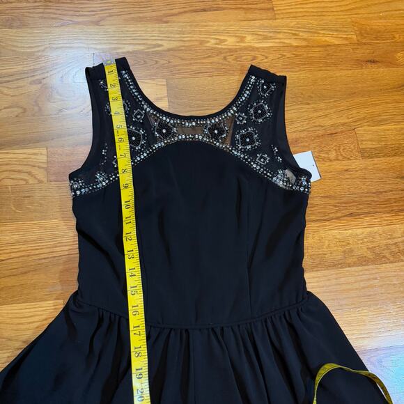 Way In Juniors 3 Black Beaded Backless Fit and Flare Sleeveless Party Dress Prom - Picture 4 of 9